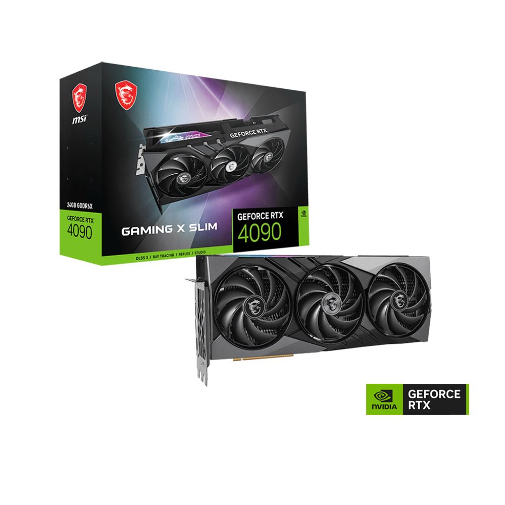 MSI NVIDIA GeForce RTX 4090 Gaming X Slim RGB Overclocked Triple Fan 24GB GDDR6X PCIe 4.0 Graphics Card